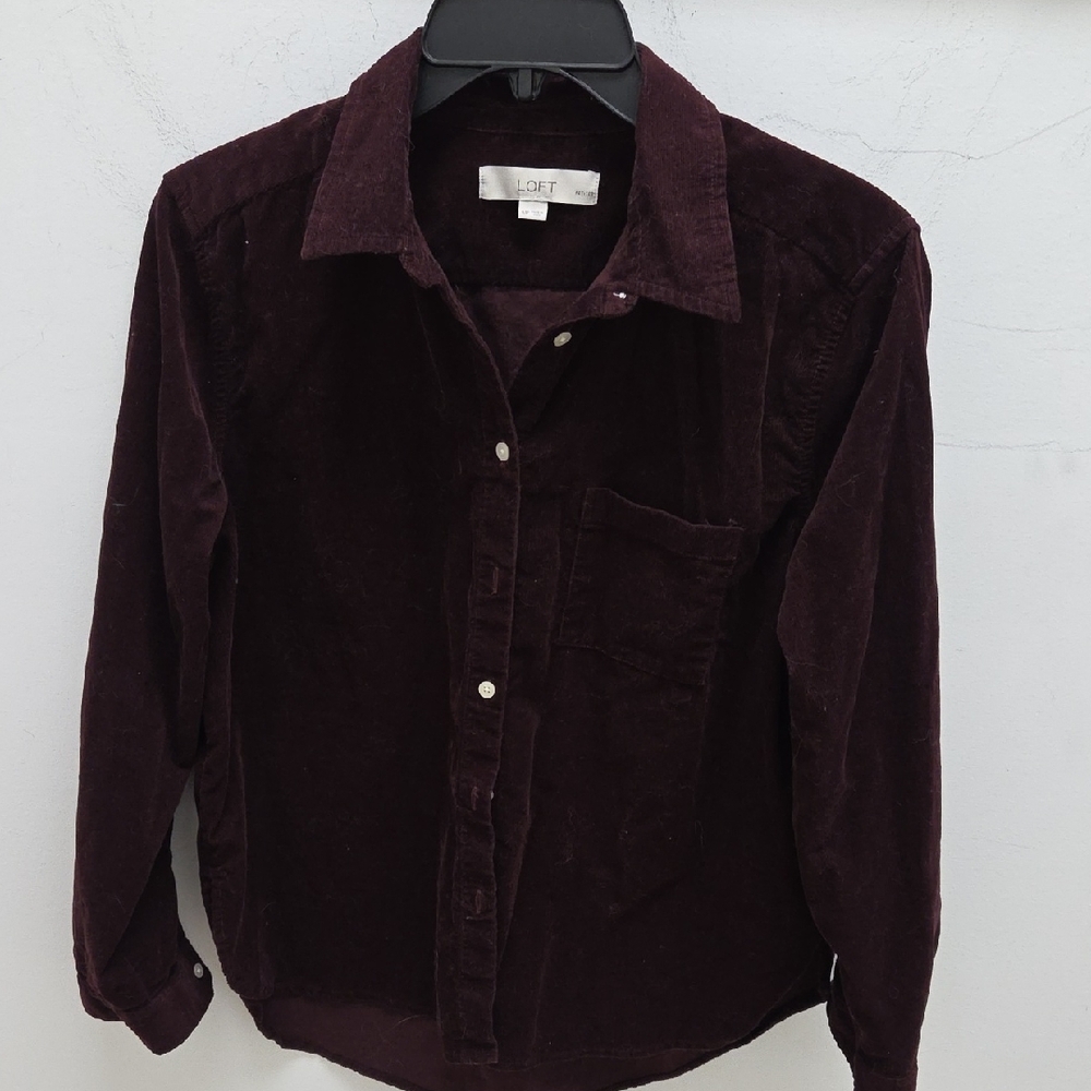 $5/$25-LOFT Women's Deep Burgundy Chorduroy Shirt
